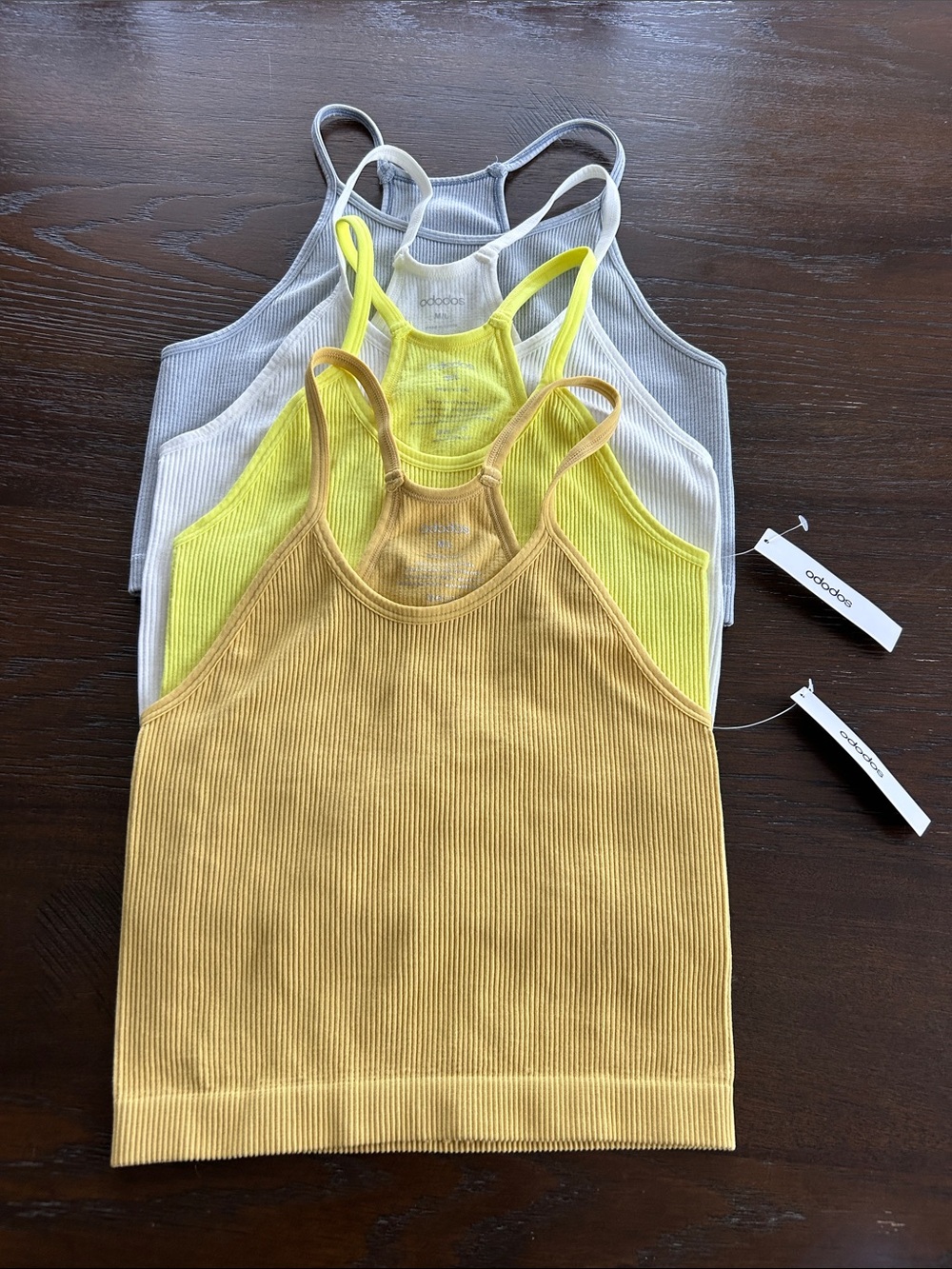 Women's Ribbed Camisole Set - Mustard, Lemon, White, Light Gray (4-Pack) NWT